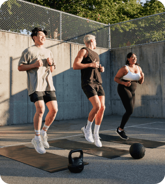 Three persons working out