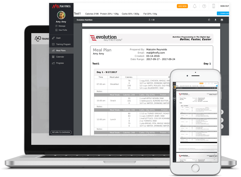 ABC Trainerize integration Evoultion Nutrition
