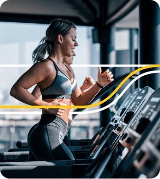 Members running on a treadmill